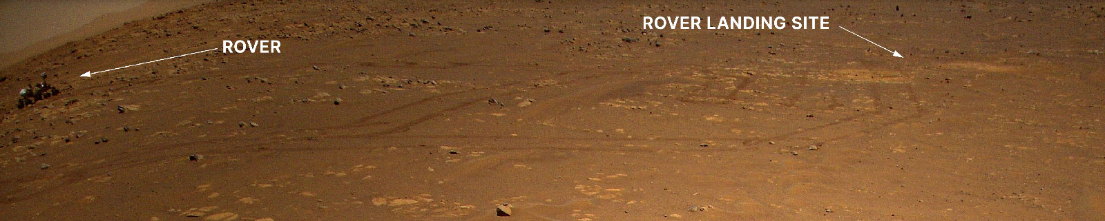 Annotated and zoomed in version of Mars Helicopter imaging the Perseverance Rover