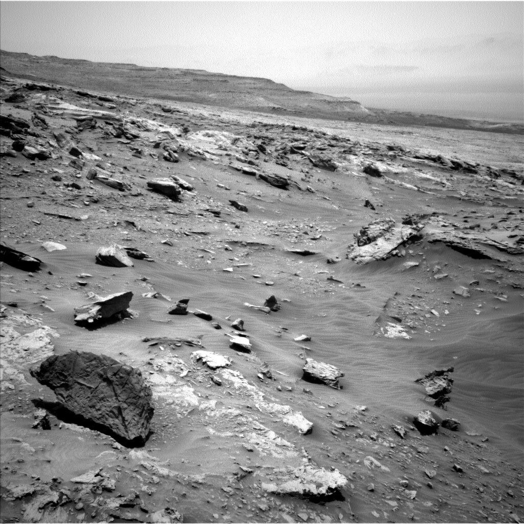 Looking across to the contact between lower rocks and the undulating Greenheugh Pediment.