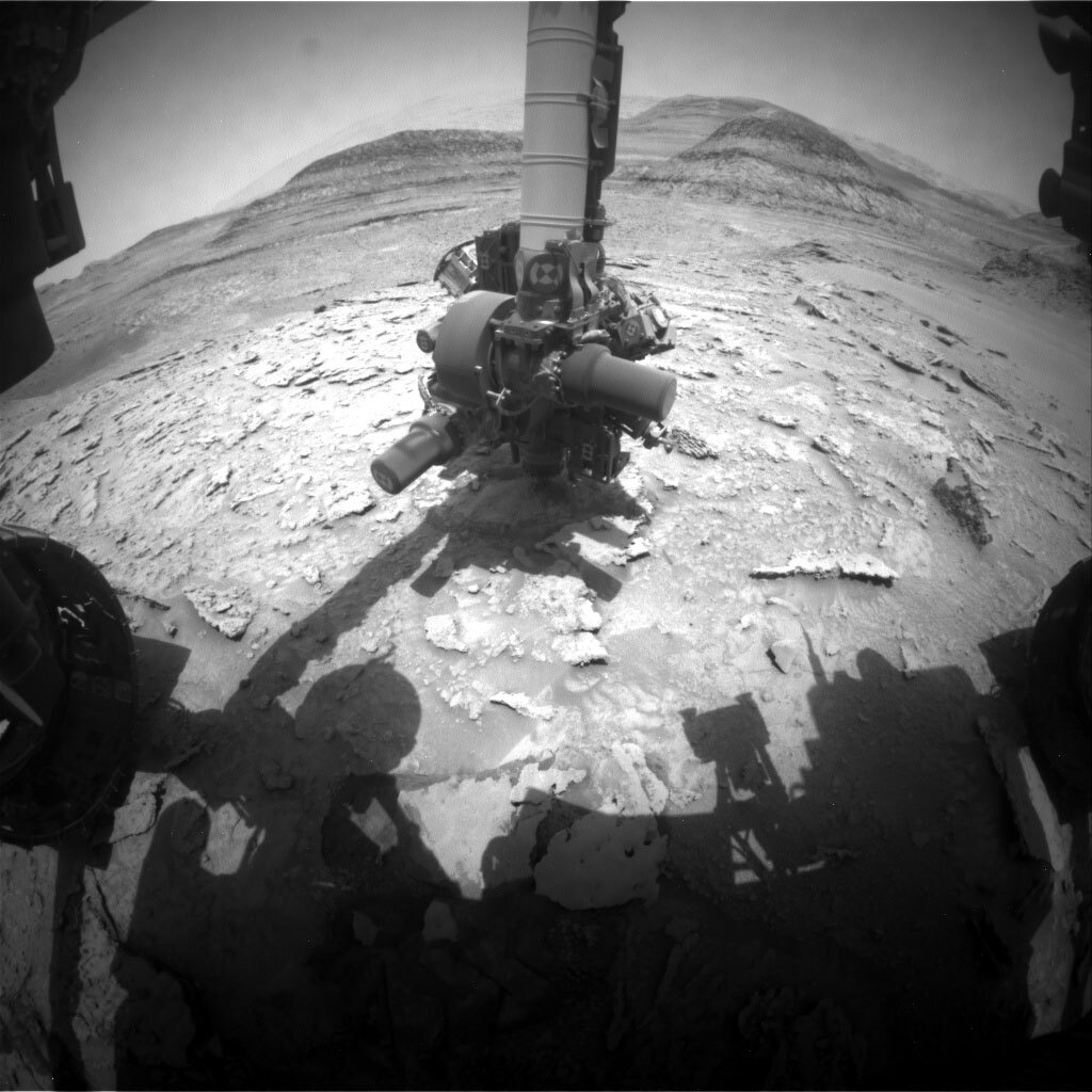 This image was taken by Front Hazard Avoidance Camera (Front Hazcam) onboard NASA's Mars rover Curiosity on Sol 3680. 