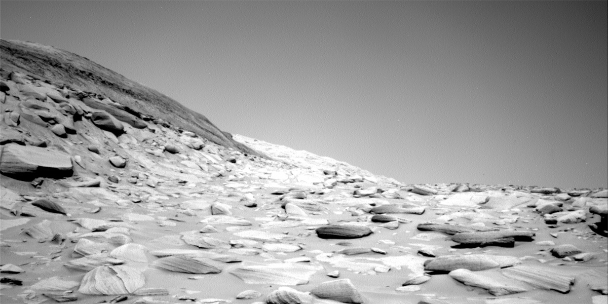 This image of rocky Mars terrain was taken by Right Navigation Camera onboard NASA's Mars rover Curiosity on Sol 3784. 