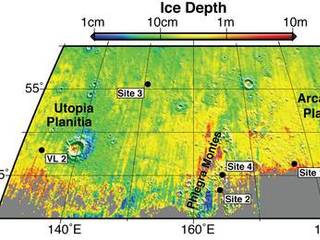 Expected Depths to Ice, Mid-Latitude Northern Mars