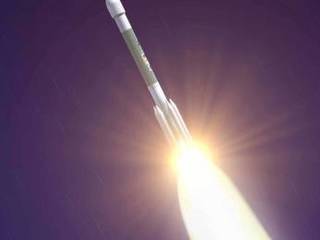 Stowed in the nose cone of this Delta II rocket, the Mars Exploration Rover blasts off from the Kennedy Space Center in Florida. It's destination: the planet Mars.