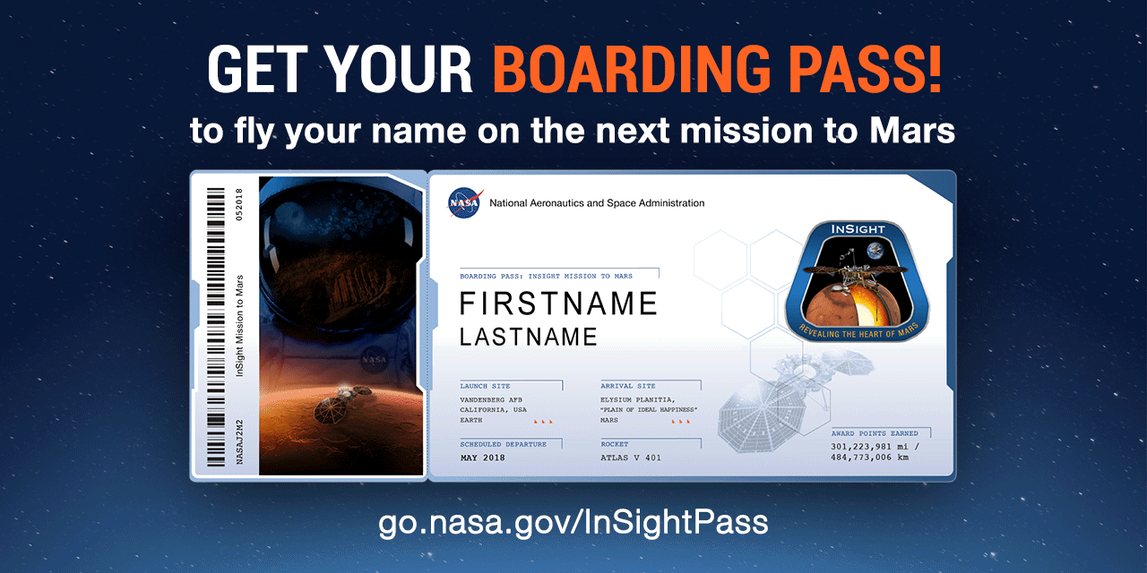 Get your boarding pass to fly your name on the next mission to Mars