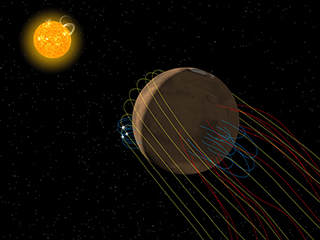 Artist's conception of magnetic field environment at Mars
