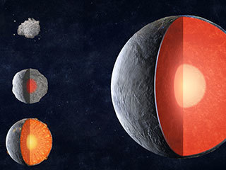 An artist's rendition of how a rocky planet forms.