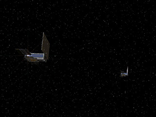 An artist's rendering of the twin Mars Cube One (MarCO) spacecraft on their cruise in deep space. 