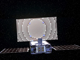 An artist's concept of one of NASA's MarCO CubeSats. 