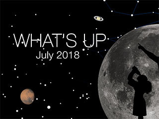 What can you see in July’s night skies? Mars opposition on the 27th, when Mars, Earth and the Sun all line up, and Mars’ closest approach to Earth since 2003 on the 31st. That means great Mars viewing, though the planet-wide Martian dust storm will make seeing details more difficult. To search for night sky and astronomy events near you, visit https://nightsky.jpl.nasa.gov/ .