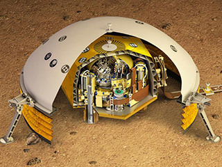 This artist's rendering shows a cutaway of the Seismic Experiment for Interior Structure instrument, or SEIS, which will fly as part of NASA's Mars InSight lander. SEIS is a highly sensitive seismometer that will be used to detect marsquakes from the Red Planet's surface for the first time.