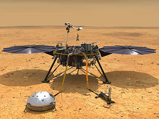 This is an artist's rendition of the InSight lander.