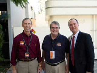 JPL Deputy Director Larry D. James, U.S. Rep. Culberson and U.S. Rep. Schiff at NASA's Jet Propulsion Laboratory for InSight's Mars landing, on Nov. 26, 2018.
