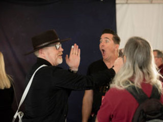 Mythbuster Adam Savage and Engineer Adam Steltzner at NASA's Jet Propulsion Laboratory on Nov. 26, 2018, for the landing of InSight on Mars.