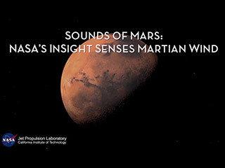 Listen to Martian wind blow across NASA’s InSight lander. The spacecraft’s seismometer and air pressure sensor picked up vibrations from 10-15 mph (16-24 kph) winds as they blew across Mars’ Elysium Planitia on Dec. 1, 2018. 