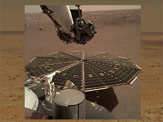 Listen to data from the seismometer on NASA's InSight spacecraft of vibrations caused by Martian wind moving over the lander's solar panels.