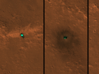 NASA's InSight spacecraft, its head shield and its parachute were imaged on Dec. 6 and 11 by the HiRISE camera onboard NASA's Mars Reconnaissance Orbiter.