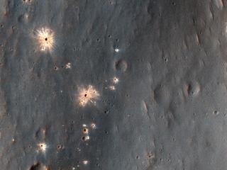 This image acquired on December 9, 2018 by NASAs Mars Reconnaissance Orbiter, shows a recent impact in Noachis Terra in the southern mid-latitudes of Mars.