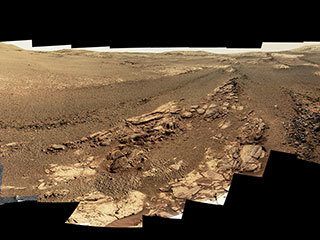 This image is an edited version of the last 360-degree panorama taken by the Opportunity rover's Pancam from May 13 through June 10, 2018. The version of the scene is presented in approximate true color. 