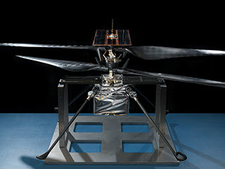 An image of the flight model of NASA’s Mars Helicopter.