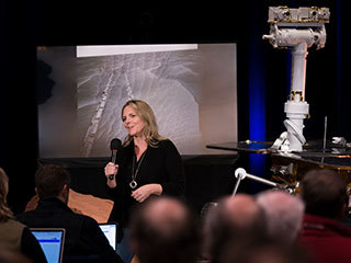 At an event celebrating the end of NASA’s Mars Exploration Rovers (MER) mission on Feb. 13, 2019, engineer Jennifer Trosper shared how working on the rovers Spirit and Opportunity taught her lessons for NASA’s next rover mission, Mars 2020.