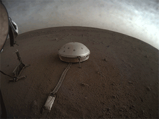 NASA's InSight used its Instrument Context Camera (ICC) beneath the lander's deck to image these drifting clouds at sunset. This series of images was taken on April 25, 2019, the 145th Martian day, or sol, of the mission, starting at around 6:30 p.m. Mars local time.