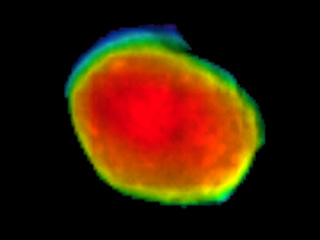 Martian moon Phobos viewed by Mars Odyssey orbiter using its infrared camera.