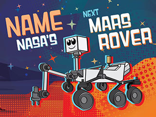 This cartoon depicts NASA's next Mars rover, which launches in 2020.