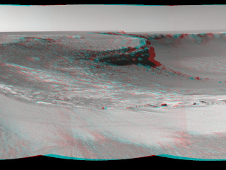 NASA's Mars rover Opportunity edged 3.7 meters (12 feet) closer to the top of the "Duck Bay" alcove along the rim of "Victoria Crater" during the rover's 952nd Martian day, or sol (overnight Sept. 27 to Sept. 28), and gained this vista of the crater