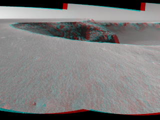 NASA's Mars Exploration Rover Opportunity used its navigation camera to take the images combined into this stereo view of the rover's surroundings on the 958th sol of its surface mission