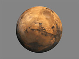 This artist's concept is a simulation of what seismic waves from a marsquake might look like as they move through different layers of the Martian interior.