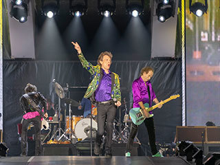 The Rolling Stones took the stage at the Rose Bowl on Aug. 22, 2019. NASA's Mars InSight lander team named a Martian rock "Rolling Stones Rock."
