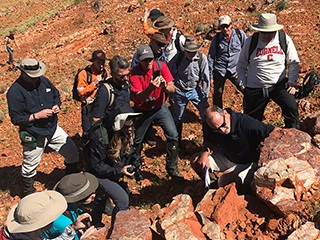 Scientists study stromatolites in the Pilbara region of North West Australia