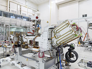 The electricity needed to operate NASA's Mars 2020 rover (pictured here) is provided by a power system called a Multi-Mission Radioisotope Thermoelectric Generator, or MMRTG. 