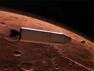 ​As part of a Mars sample return mission, a rocket will carry a container of sample tubes with Martian rock and soil samples into orbit around Mars and release it for pick up by another spacecraft. 