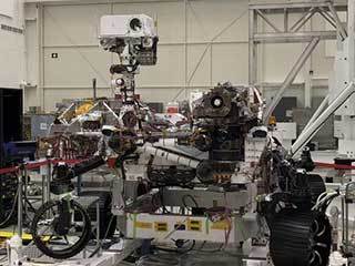 This image of NASA's Mars 2020 rover was taken on July 23, 2019 in the Spacecraft Assembly Facility's High Bay 1 at the Jet Propulsion Laboratory in Pasadena, California.