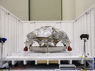 The Mars 2020 rover undergoes processing inside the Payload Hazardous Servicing Facility at NASA’s Kennedy Space Center in Florida on Feb. 14, 2020.