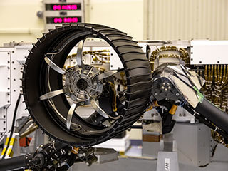 The Mars 2020 rover undergoes processing inside the Payload Hazardous Servicing Facility at NASA’s Kennedy Space Center in Florida on Feb. 14, 2020.