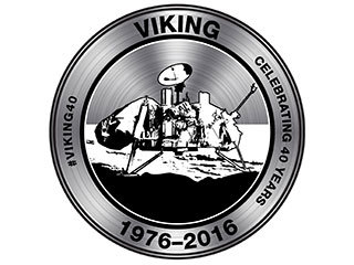 Anniversary artwork of NASA Viking 1 and Viking 2 Orbiters and Landers.  Infographic text:  Viking.  Celebrating 40 Years.  1976-2016. #viking40