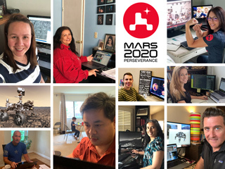 Members of NASA's Perseverance rover mission work remotely from home during the coronavirus outbreak