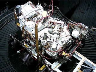 This animated GIF shows Perseverance rover's during a cold test in a space simulation chamber.