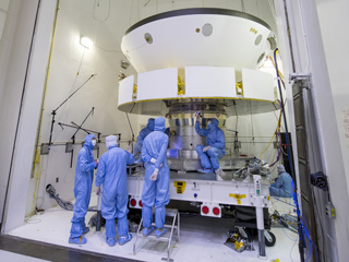 engineers working on the Mars 2020 spacecraft