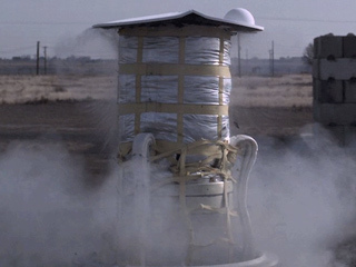 This animated GIF shows a test of the mortar system that will be used to deploy NASA's Perseverance rover's parachute