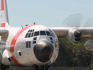 This animated GIF shows a NASA Wallops Flight Facility C-130 soon after landing Kennedy Space Center in Florida 