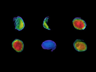 Three views of the Martian moon Phobos 
