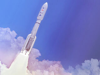 In this artist's concept, a two-stage United Launch Alliance Atlas V launch vehicle speeds the Mars 2020 spacecraft toward the Red Planet.