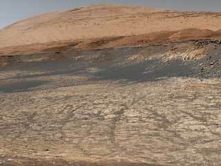 This view captured by NASA's Curiosity Mars rover shows the path it will take in the summer of 2020 as it drives toward the next region it will be investigating, the "sulfate-bearing unit." 