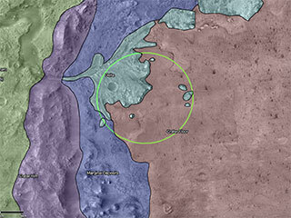 Map of Jezero Crater, the Perseverance landing site