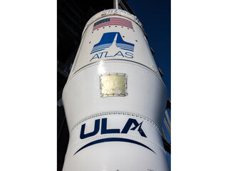 A close-up view of the single-engine Centaur upper stage
