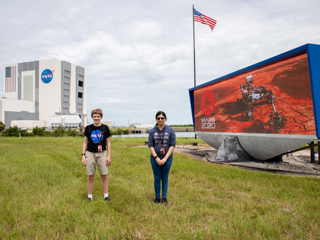 Students Alex Mather, at left, and Vaneeza Rupani at KSC.