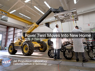 Technicians move engineering model of Perseverance