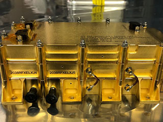 The RIMFAX Radar instrument sitting in a lab.